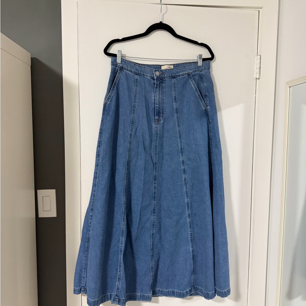 Universal Thread Light Blue Denim Panel A-Line Ma… - image 2